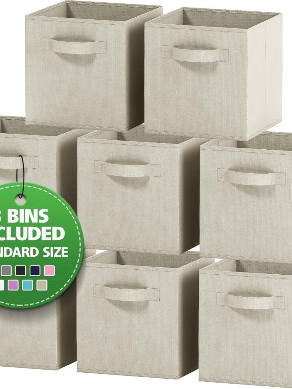 Set of 8 Foldable Fabric Storage Cube Bins | Collapsible Cloth Organizer Baskets